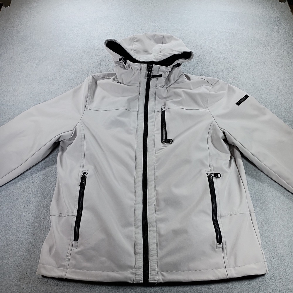 Calvin Klein Mens Softshell Hooded Jacket Gray Size M Water Resistant
